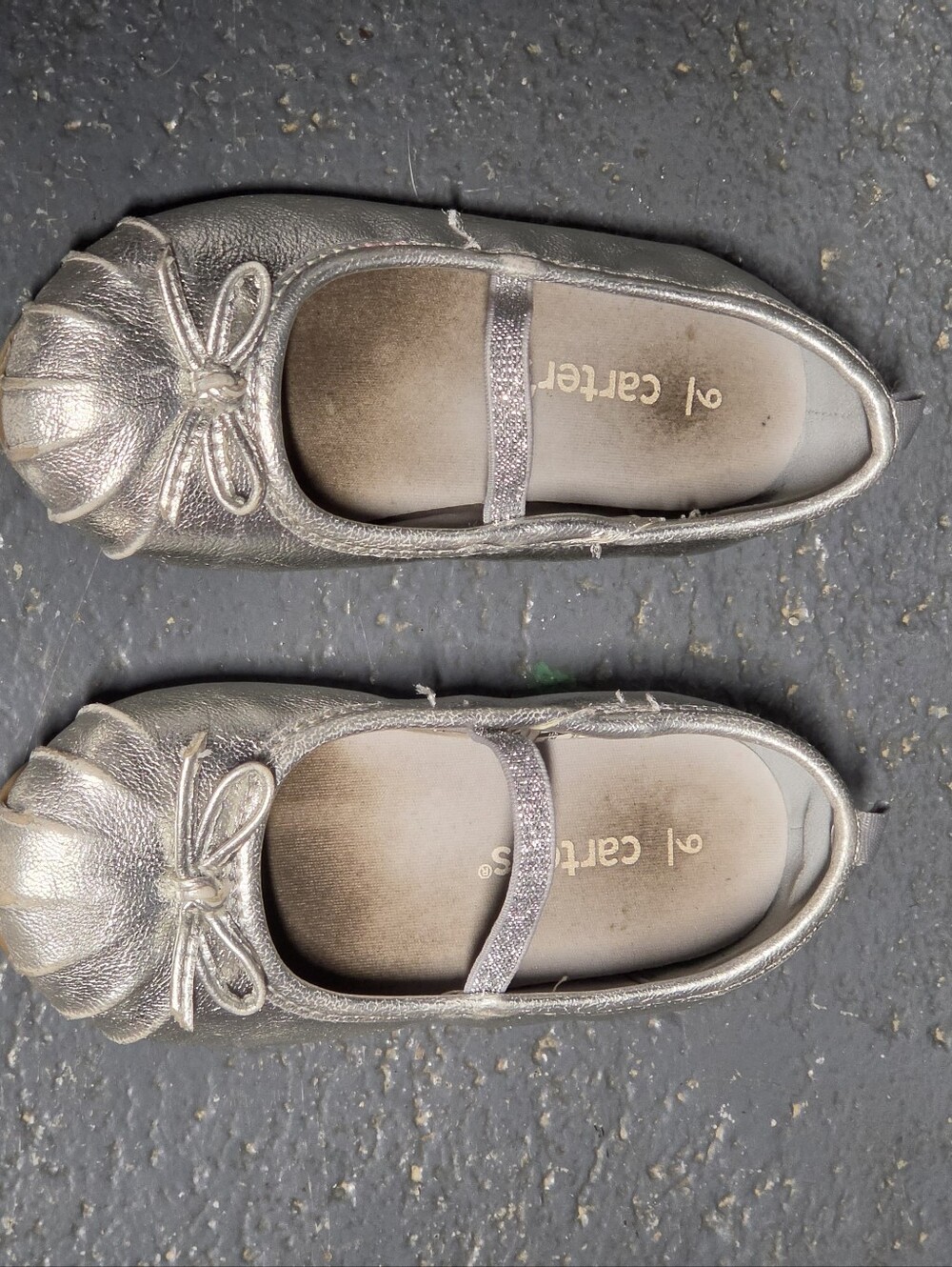 Carter's toddler silver metallic ballet flat shoes Girls 9 - 2024